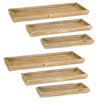 Natural Wooden Nesting Tray (Set of 6)