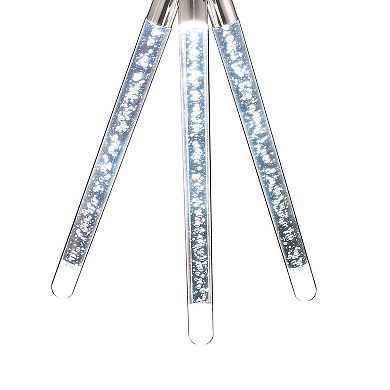 28 Inch Table Lamp, Led Tripod Base, Acrylic And Sand Chrome Finished Metal