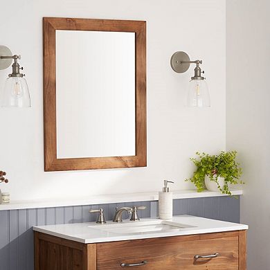 Set Of 2 Modern Farmhouse Mirror Set Distressed Brown Wood Frame