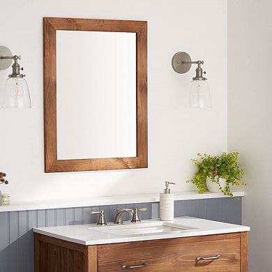 Set of 2 Rectangular Wall Mirrors with Solid Wood Frame, Farmhouse Wall Mirror for Bathroom Bedroom