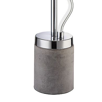 30 Inch Table Lamp, White Drum Fabric Shade, Modern Round Chrome Base