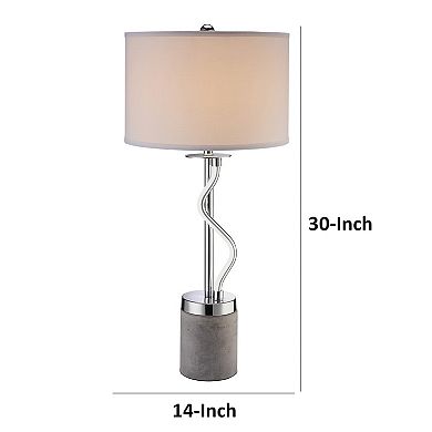 30 Inch Table Lamp, White Drum Fabric Shade, Modern Round Chrome Base