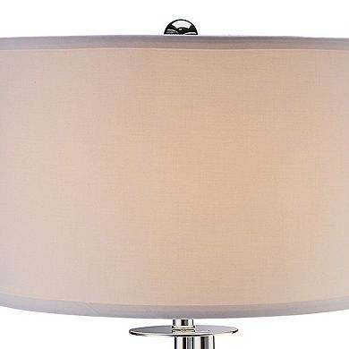 30 Inch Table Lamp, White Drum Fabric Shade, Modern Round Chrome Base