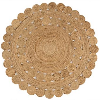 Soleil Round Natural Jute Braided Circle Area Rug