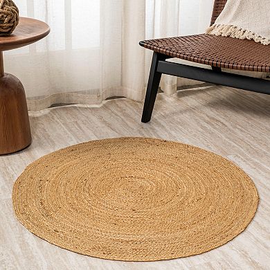 Soleil Round Natural Jute Braided Circle Area Rug