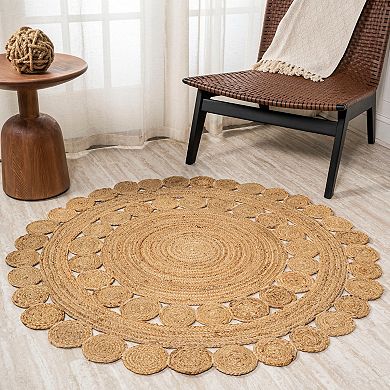 Soleil Round Natural Jute Braided Circle Area Rug