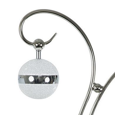 30 Inch Table Lamp, Accent Led Light, Globe Glass Shade, Round Base, Nickel