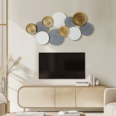 LuxenHome 48" W Connected Circles Metal Wall Decor Sculpture