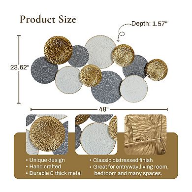LuxenHome 48" W Connected Circles Metal Wall Decor Sculpture