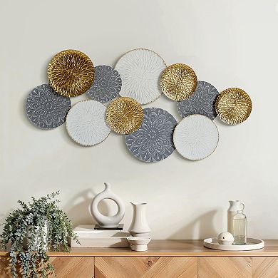 LuxenHome 48" W Connected Circles Metal Wall Decor Sculpture