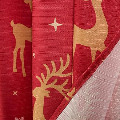 Christmas Golden Reindeer Premium Slub Shower Curtain