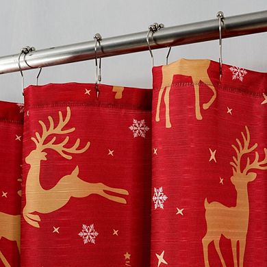 Christmas Golden Reindeer Premium Slub Shower Curtain