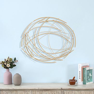 LuxenHome Gold Metal Abstract Swirl Round Wall Decor