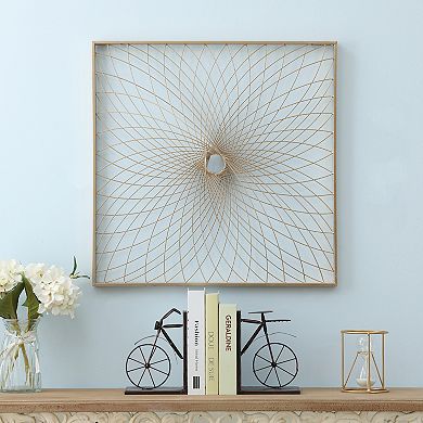 LuxenHome Gold Metal Spiral Flower Square Frame Wall Decor