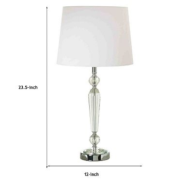 24 Inch Table Lamp Set Of 2 With Glass Stands, Metal Base, Clear Finish