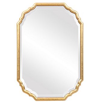 32 in Curved Design Wooden Vanity Mirror, Gold