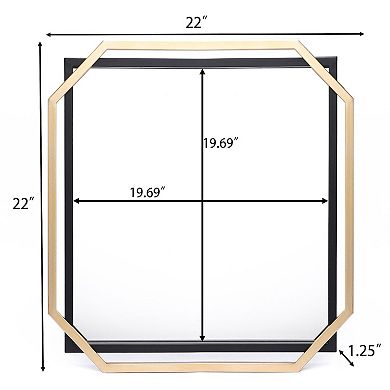 LuxenHome Gold and Black Metal Floating Frame Wall Accent Mirror