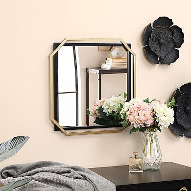 LuxenHome Gold and Black Metal Floating Frame Wall Accent Mirror