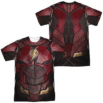 Justice League Movie Flash Uniform Short Sleeve Adult Poly Crew T-shirt