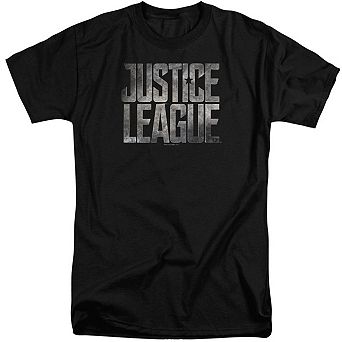 Justice League Movie Metal Logo Short Sleeve Adult Tall T-shirt