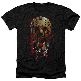 Freddy Vs Jason Mask And Claws Adult Heather T-shirt