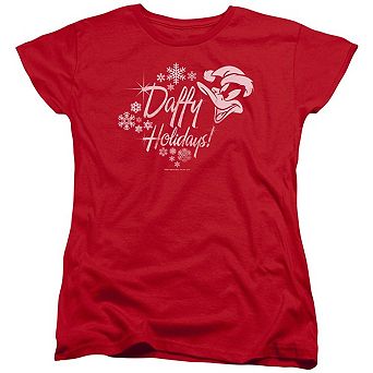 Looney Tunes Daffy Holidays Short Sleeve Womens T-shirt