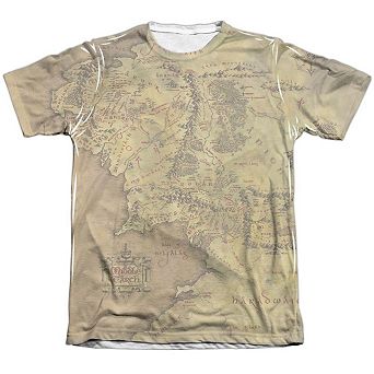 Lord Of The Rings Middle Earth Map Sleeve T-shirt