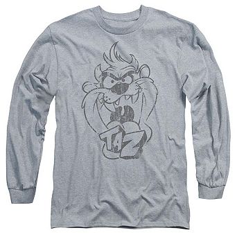 Looney Tunes Faded Taz Long Sleeve Adult T-shirt