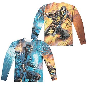 Mortal Kombat Kombat Comic Long Sleeve Adult Poly Crew T-shirt