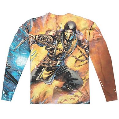 Mortal Kombat Kombat Comic Long Sleeve Adult Poly Crew T-shirt