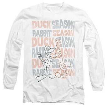 Looney Tunes Duck Season Rabbit Season Long Sleeve Adult T-shirt