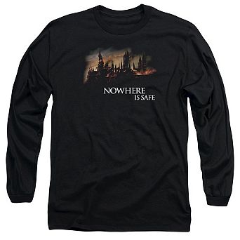 Harry Potter Burning Hogwarts Long Sleeve Adult T-shirt