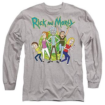 Rick And Morty Family Fights Together Long Sleeve Adult T-shirt