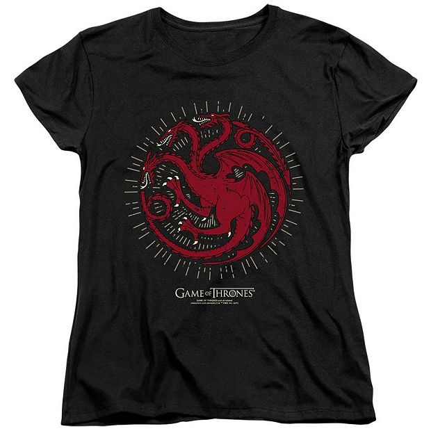 Official Game Of Thrones Women's Targaryen Sigil T-Shirt - Black Short Sleeve Tee