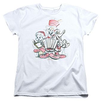 Looney Tunes Holiday Sketch Short Sleeve Womens T-shirt