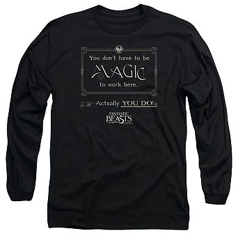 Fantastic Beasts Magic To Work Here Long Sleeve Adult T-shirt