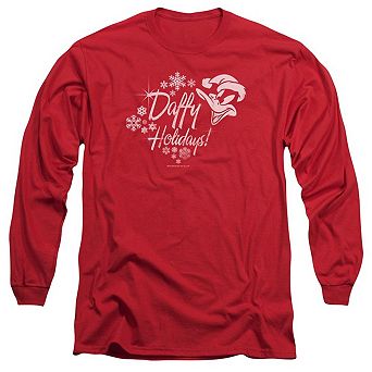 Looney Tunes Daffy Holidays Long Sleeve Adult T-shirt