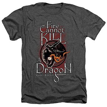 Game Of Thrones Fire Cannot Kill A Dragon Adult Heather T-shirt