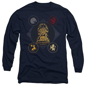 Game Of Thrones 4 Houses 4 The Throne Long Sleeve Adult T-shirt
