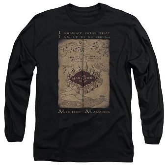 Harry Potter Marauders Map Words Long Sleeve Adult T-shirt