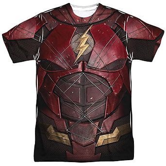 Justice League Movie Flash Uniform Short Sleeve Adult Poly Crew T-shirt