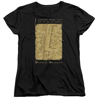 Harry Potter Marauders Map Interior Words Short Sleeve Womens T-shirt