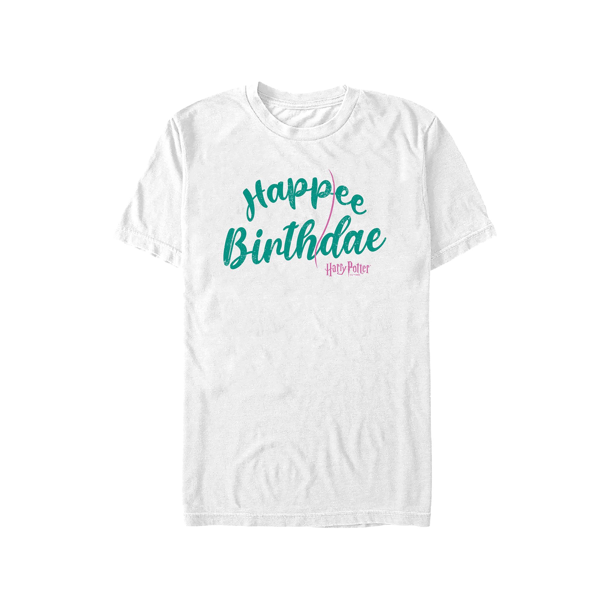 Mens Harry Potter Happee Birthdae Graphic Tee, Size: XS, White