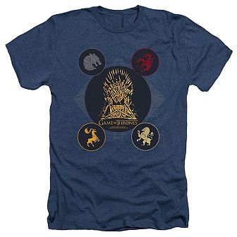 Game Of Thrones 4 Houses 4 The Throne Adult Heather T-shirt