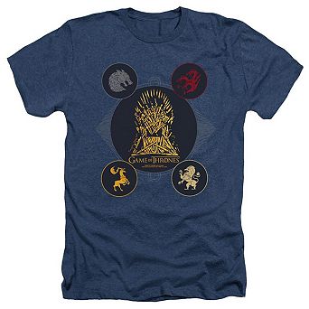 Game Of Thrones 4 Houses 4 The Throne Adult Heather T-shirt
