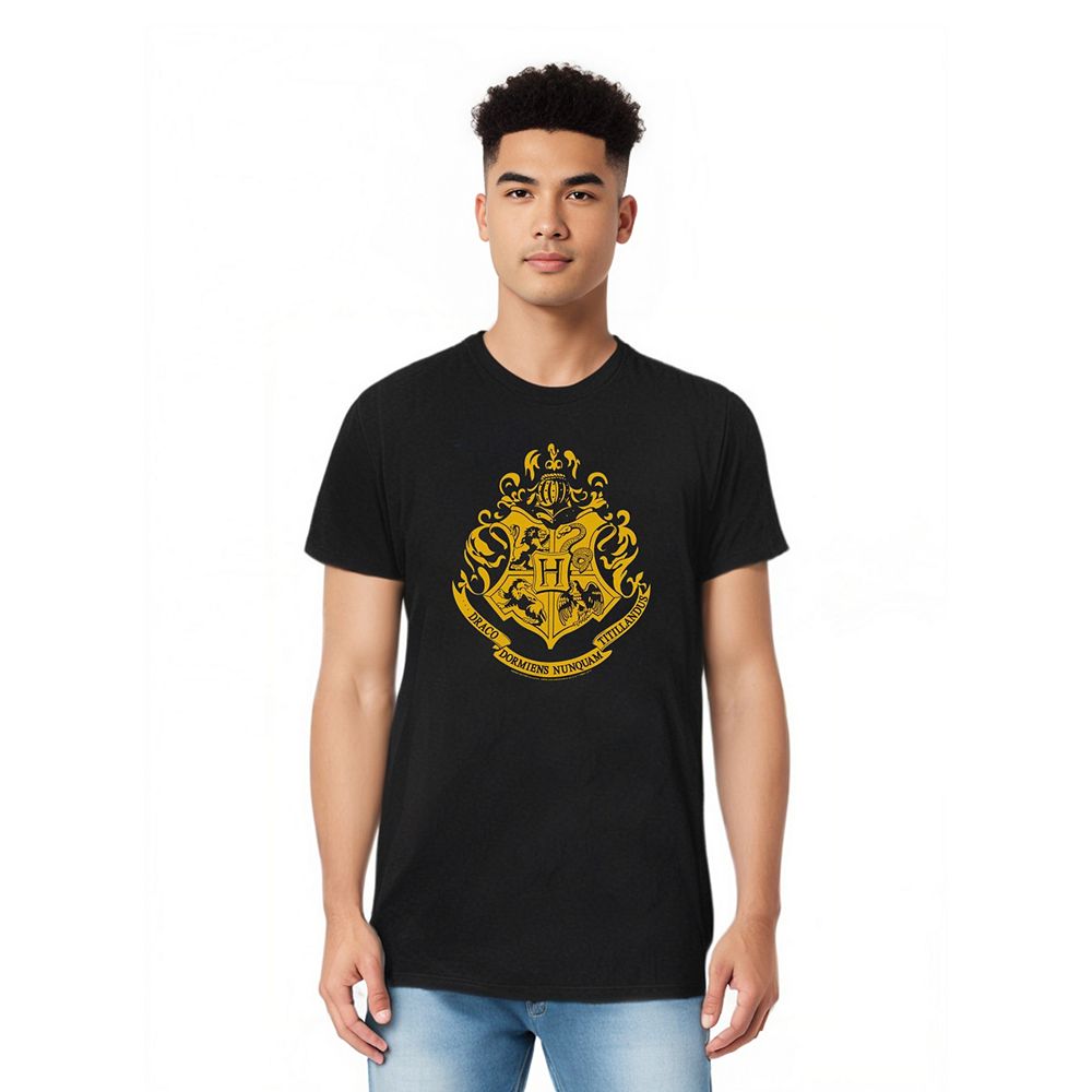 Harry Potter Hogwarts Crest Men's Big & Tall T-Shirt - Officially Licensed, Black, 4X-Large