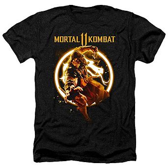 Mortal Kombat 11 Scorpion Flames Adult Heather T-shirt