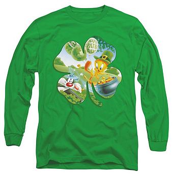Looney Tunes Tweety Shamrock Long Sleeve Adult T-shirt