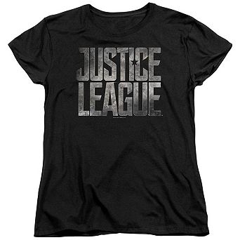 Justice League Movie Metal Logo Short Sleeve Womens T-shirt