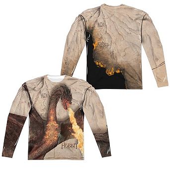 Hobbit Smaug Attack Long Sleeve Adult Poly Crew T-shirt